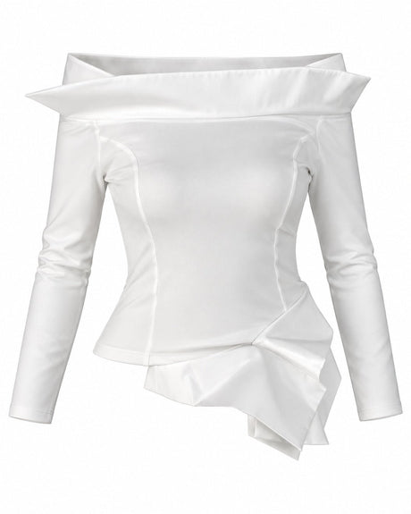 Biyana White Off-Shoulder Viscose Body Blouse - Blouse - Mizyana