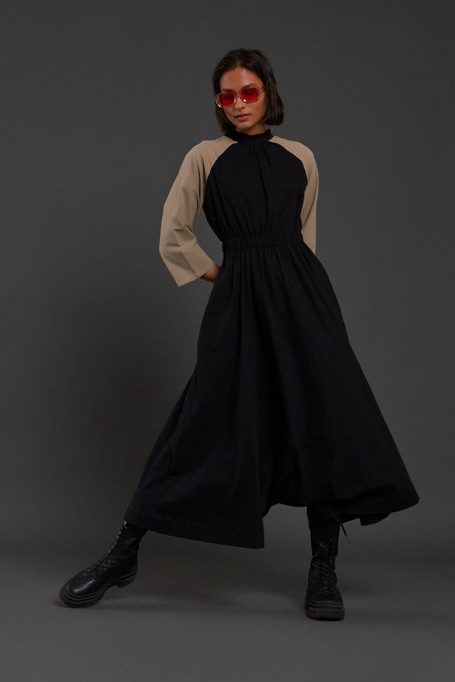 Black & Beige Sphara Jumpsuit - Jumpsuit - Mizyana