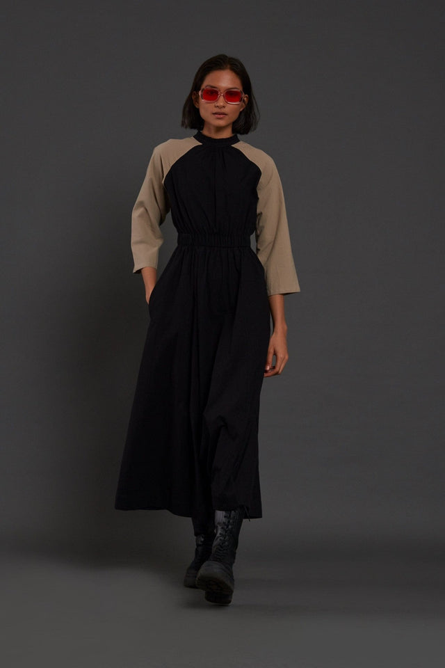 Black & Beige Sphara Jumpsuit - Jumpsuit - Mizyana