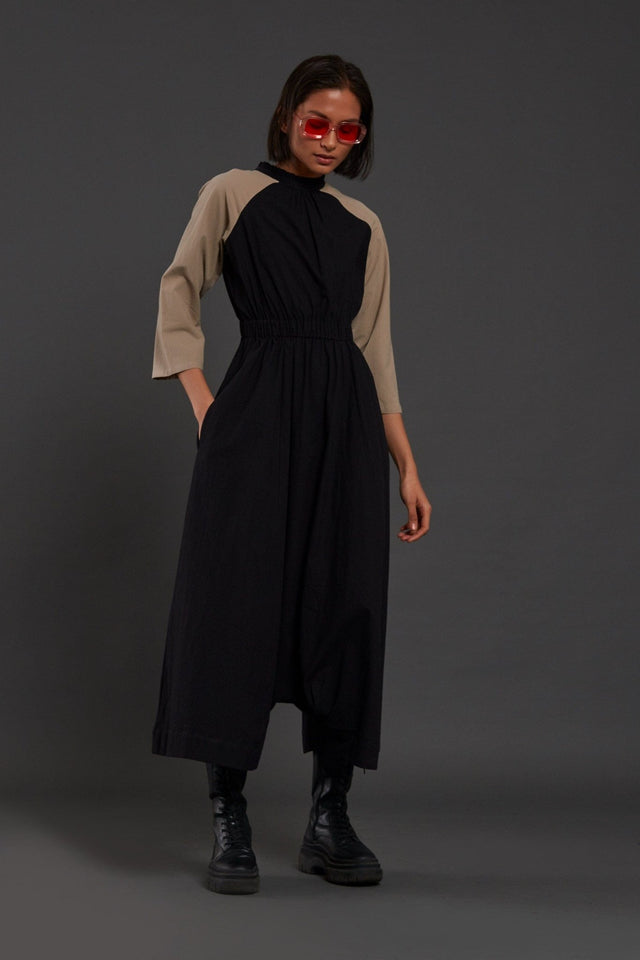 Black & Beige Sphara Jumpsuit - Jumpsuit - Mizyana