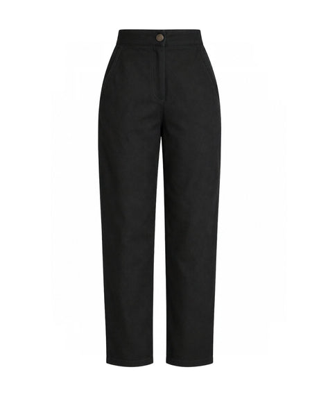 Black Denim Straight Leg Trousers - Trousers - Mizyana