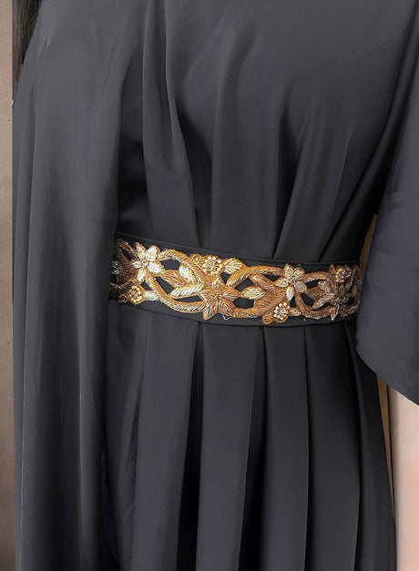 (Black) Drape Silk kaftan - Kaftan - Mizyana