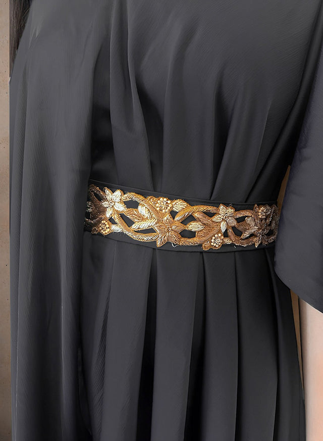 (Black) Drape Silk kaftan - Kaftan - Mizyana