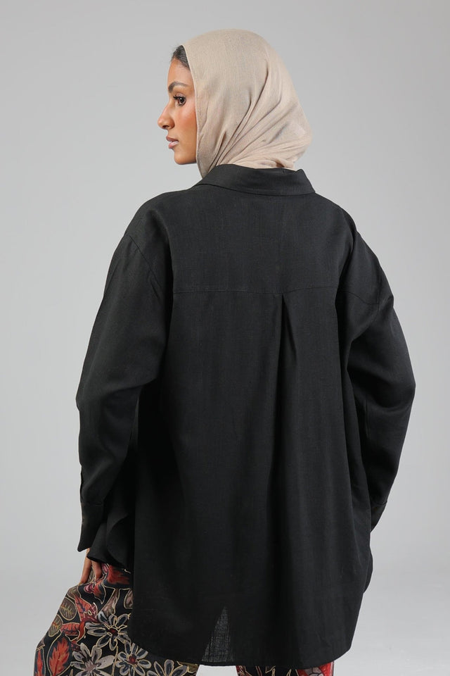 Black Linen Shirt - Shirt - Mizyana