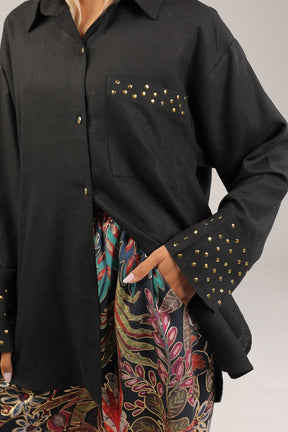 Black Linen Shirt - Shirt - Mizyana
