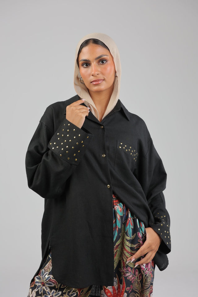 Black Linen Shirt - Shirt - Mizyana