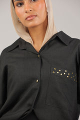 Black Linen Shirt - Shirt - Mizyana