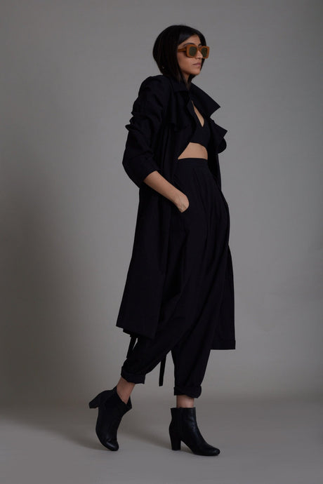 Black Milestone Trench Jacket - Jacket - Mizyana