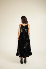 Black Tier Discharge Print Dress - Dress - Mizyana