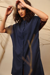 Blue & Brown Shirt Tunic - Shirt - Mizyana