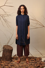 Blue & Brown Shirt Tunic - Shirt - Mizyana