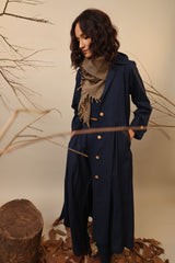 Blue Cali Trench Jacket Set (3 PCS) - Three-Piece Set - Mizyana