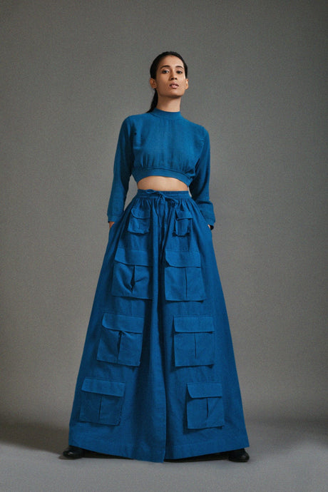 Blue Cargo Skirt - Skirt - Mizyana