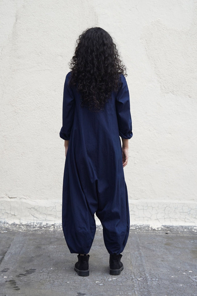 Blue Collar Sleeve Suga Jumpsuit - Jumpsuit - Mizyana