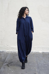 Blue Collar Sleeve Suga Jumpsuit - Jumpsuit - Mizyana