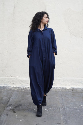 Blue Collar Sleeve Suga Jumpsuit - Jumpsuit - Mizyana