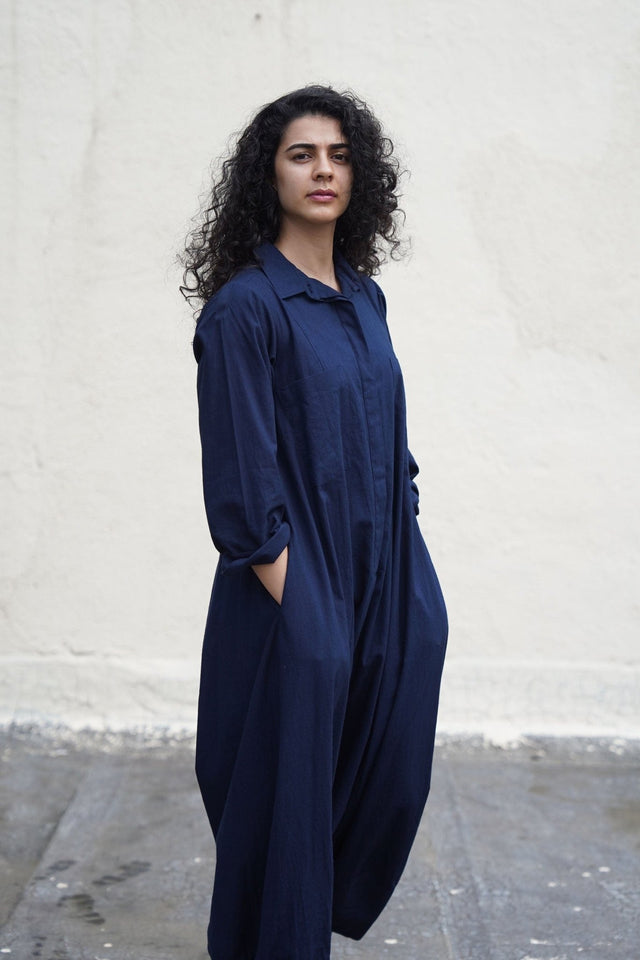 Blue Collar Sleeve Suga Jumpsuit - Jumpsuit - Mizyana