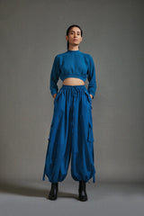 Blue Crop Top and Cargo Set - Two-Piece Set - Mizyana