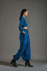 Blue Crop Top and Cargo Set - Two-Piece Set - Mizyana