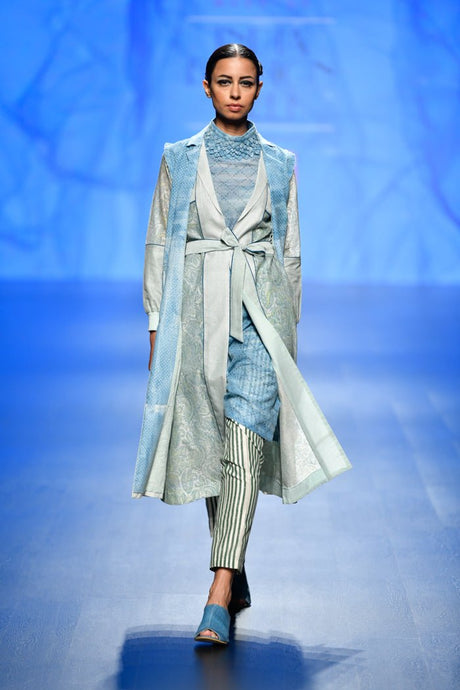 Blue Paisley Block Print Jacket - Jacket - Mizyana