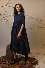 Blue Raglan Tiered Dress - Dress - Mizyana