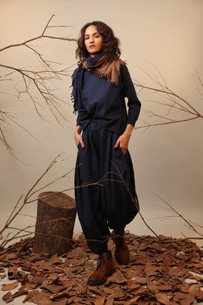 Blue Rib Raglan Co-Ord Set (2 PCS) - Co-ord Set - Mizyana