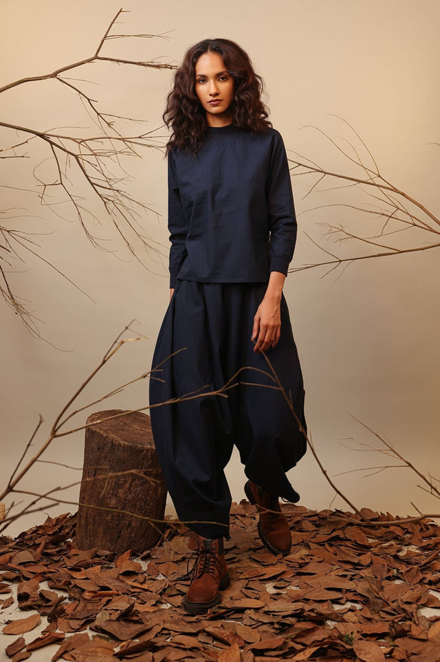 Blue Rib Raglan Top - Shirt - Mizyana