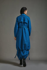 Blue Safari Cargo Trench Set - Two-Piece Set - Mizyana
