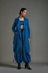 Blue Safari Cargo Trench Set - Two-Piece Set - Mizyana