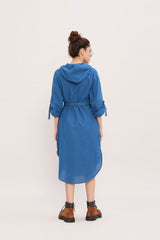 Blue Safari Pocket Hooded Dress - Dress - Mizyana
