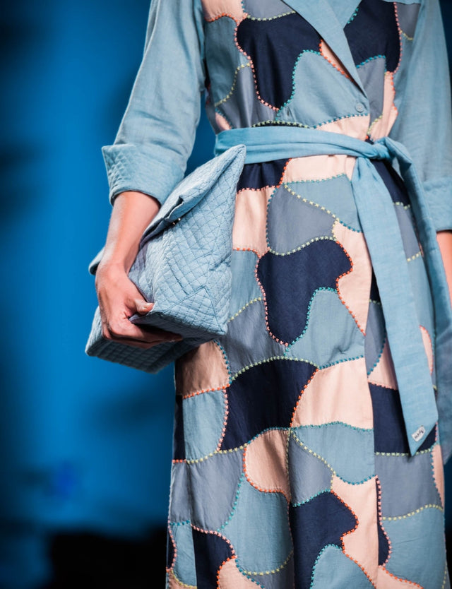Blue Scrap Wrap Dress - Dress - Mizyana