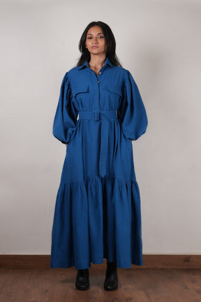 Blue Shirt Kaavya Dress - Dress - Mizyana