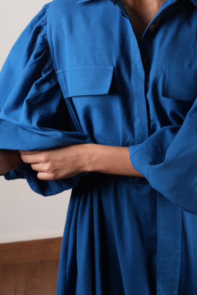 Blue Shirt Kaavya Dress - Dress - Mizyana