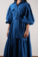 Blue Shirt Kaavya Dress - Dress - Mizyana