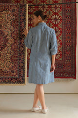Blue Striped Denim Dress - Dress - Mizyana
