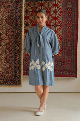 Blue Striped Denim Dress - Dress - Mizyana