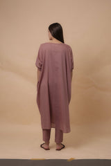 Blush Rib Mul Cowl Tunic Co-Ord Set (2 PCS) - Co-ord Set - Mizyana