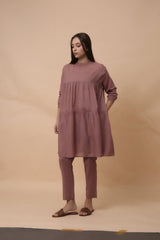 Blush Rib Mul Vena Co-Ord Set (2 PCS) - Co-ord Set - Mizyana