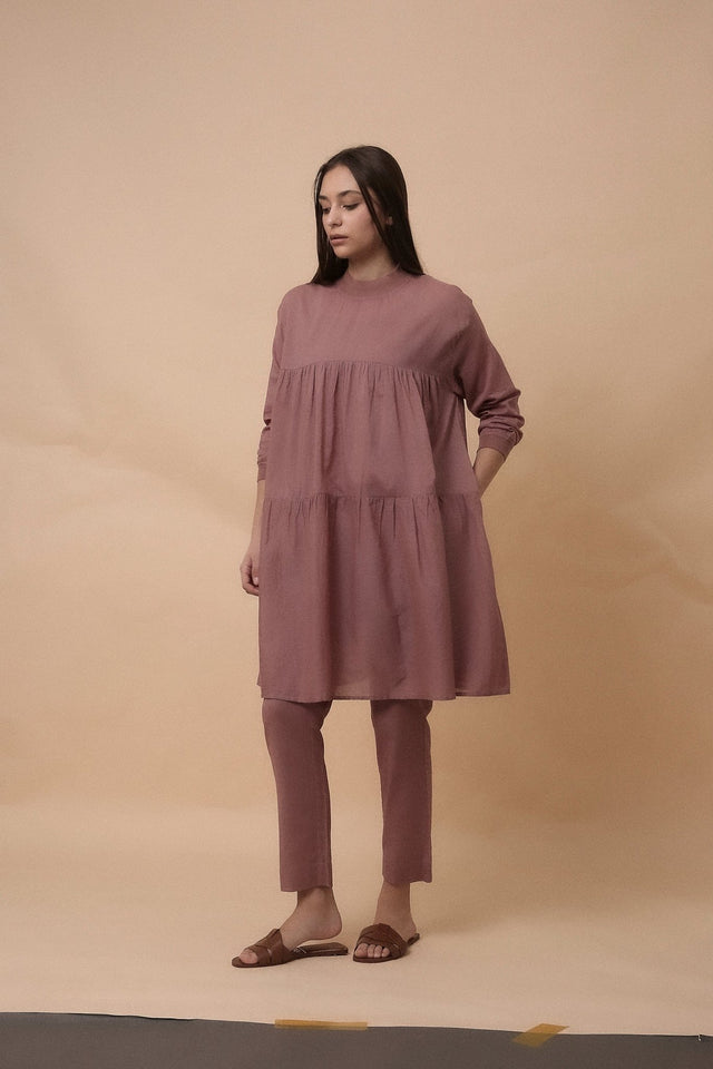 Blush Rib Mul Vena Co-Ord Set (2 PCS) - Co-ord Set - Mizyana
