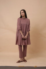 Blush Rib Mul Vena Co-Ord Set (2 PCS) - Co-ord Set - Mizyana