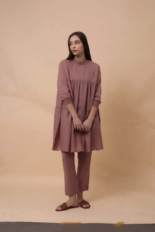Blush Rib Mul Vena Co-Ord Set (2 PCS) - Co-ord Set - Mizyana