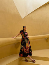 Bonita Dress in Sol Garden print (Midnight Black) - Dress - Mizyana