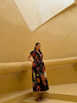 Bonita Dress in Sol Garden print (Midnight Black) - Dress - Mizyana