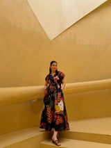Bonita Dress in Sol Garden print (Midnight Black) - Dress - Mizyana
