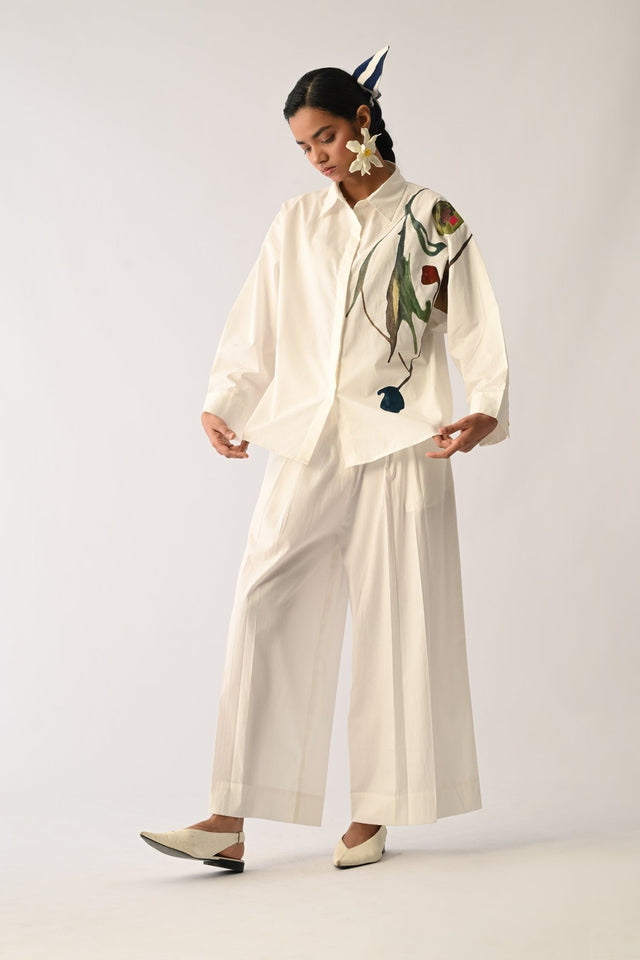 Botanica Ivory Sky Appliqu√© Shirt Set - Two-Piece Set - Mizyana