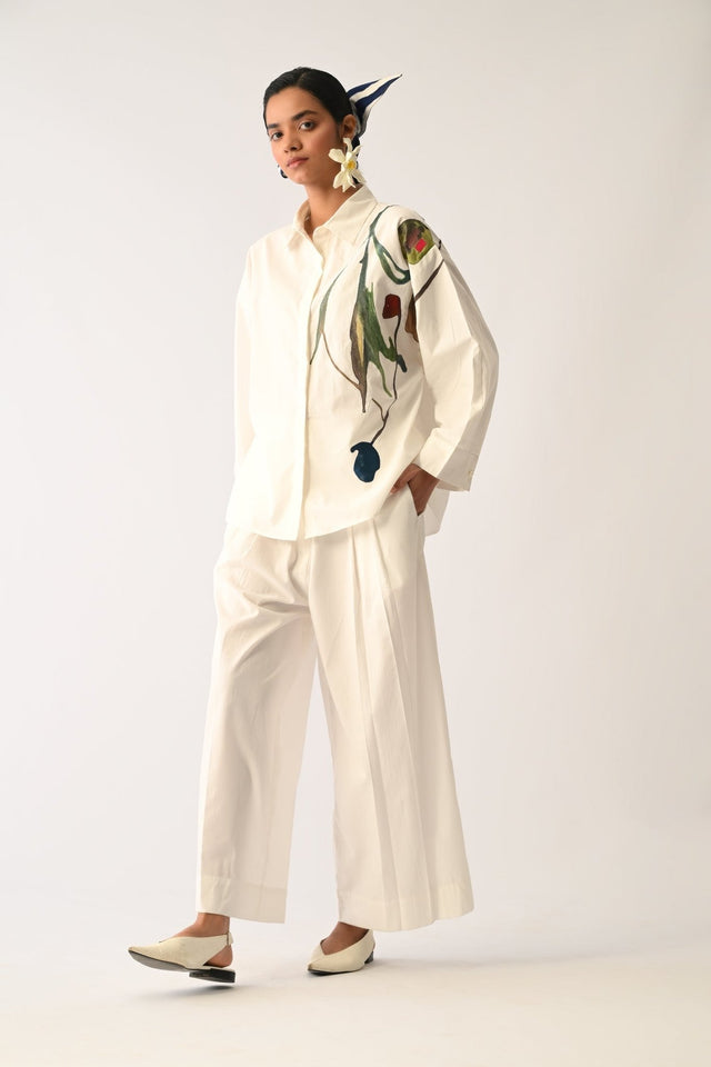 Botanica Ivory Sky Appliqu√© Shirt Set - Two-Piece Set - Mizyana