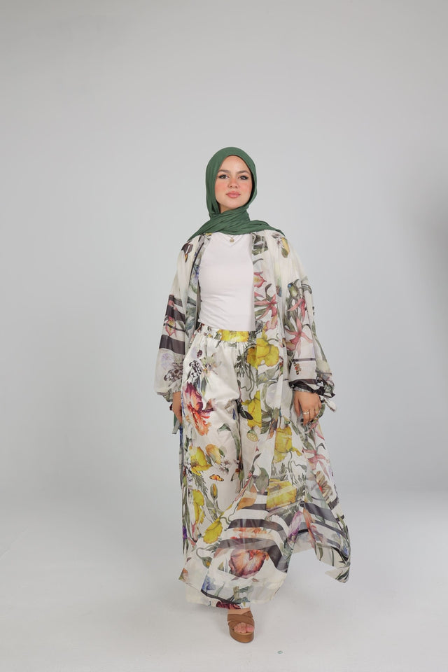 Botanical Satin Pants - Trousers - Mizyana