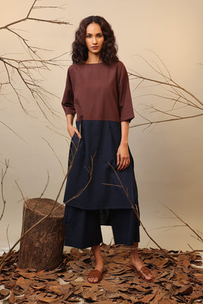 Brown & Blue Dual Ruka Tunic - Shirt - Mizyana