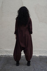 Brown Collar Sleeve Suga Jumpsuit - Jumpsuit - Mizyana