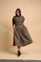 Brown Med Striped New Sphara Crop Top - Shirt - Mizyana
